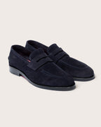 Mocasín Piegato Gamuza Azul